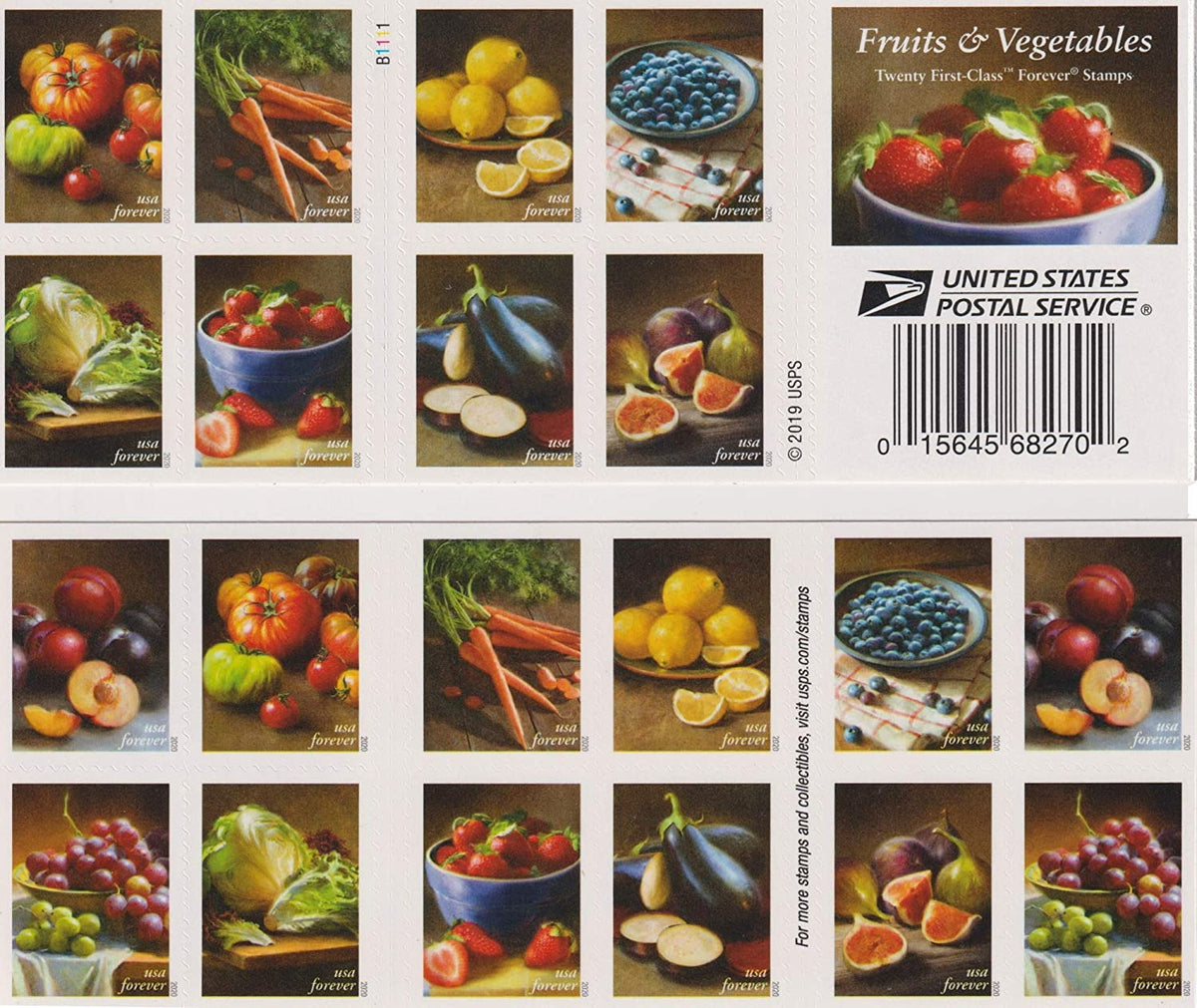 Fruits And Vegetables 2019 USPS Stamps