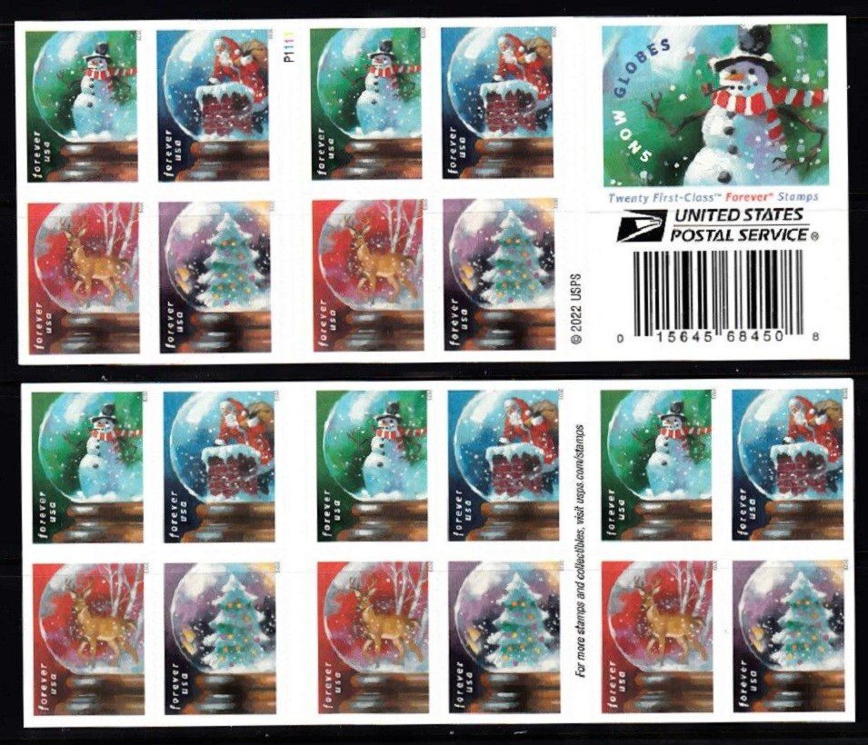 Snow Globes 2023 USPS Stamps ��� All Brand New Forever Stamps i