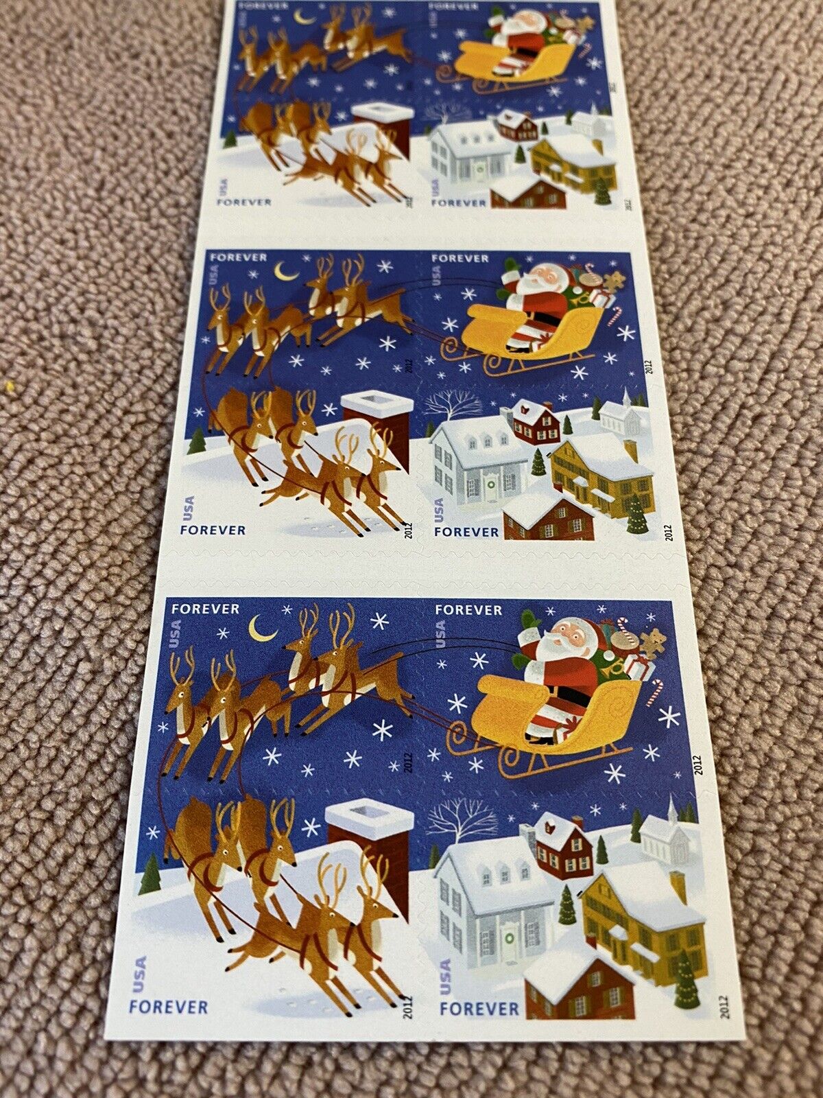 Santa and Sleigh 2012 USPS Stamps ��� All Brand New Forever Stamps i