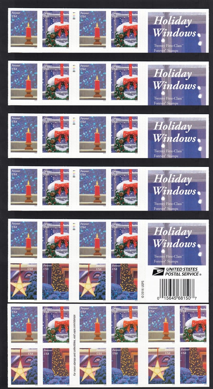 Holiday Windows 2016 USPS Stamps