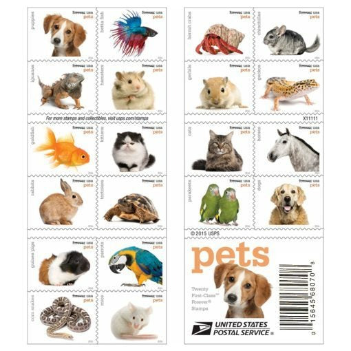 Pets Celebrate Animals 2016 USPS Stamps ��� All Brand New Forever Stamps i