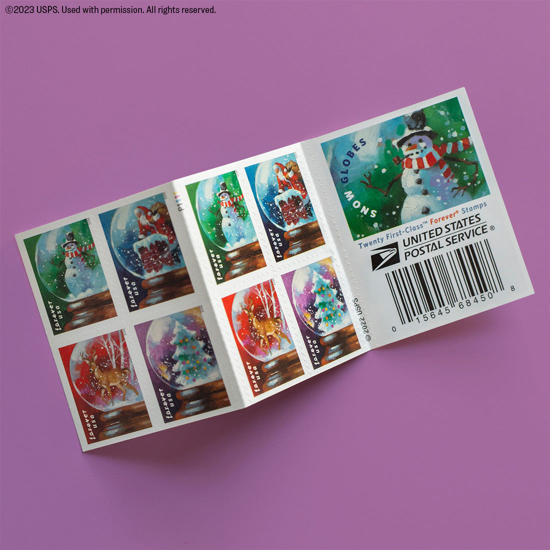 Snow Globes 2023 USPS Stamps ��� All Brand New Forever Stamps i