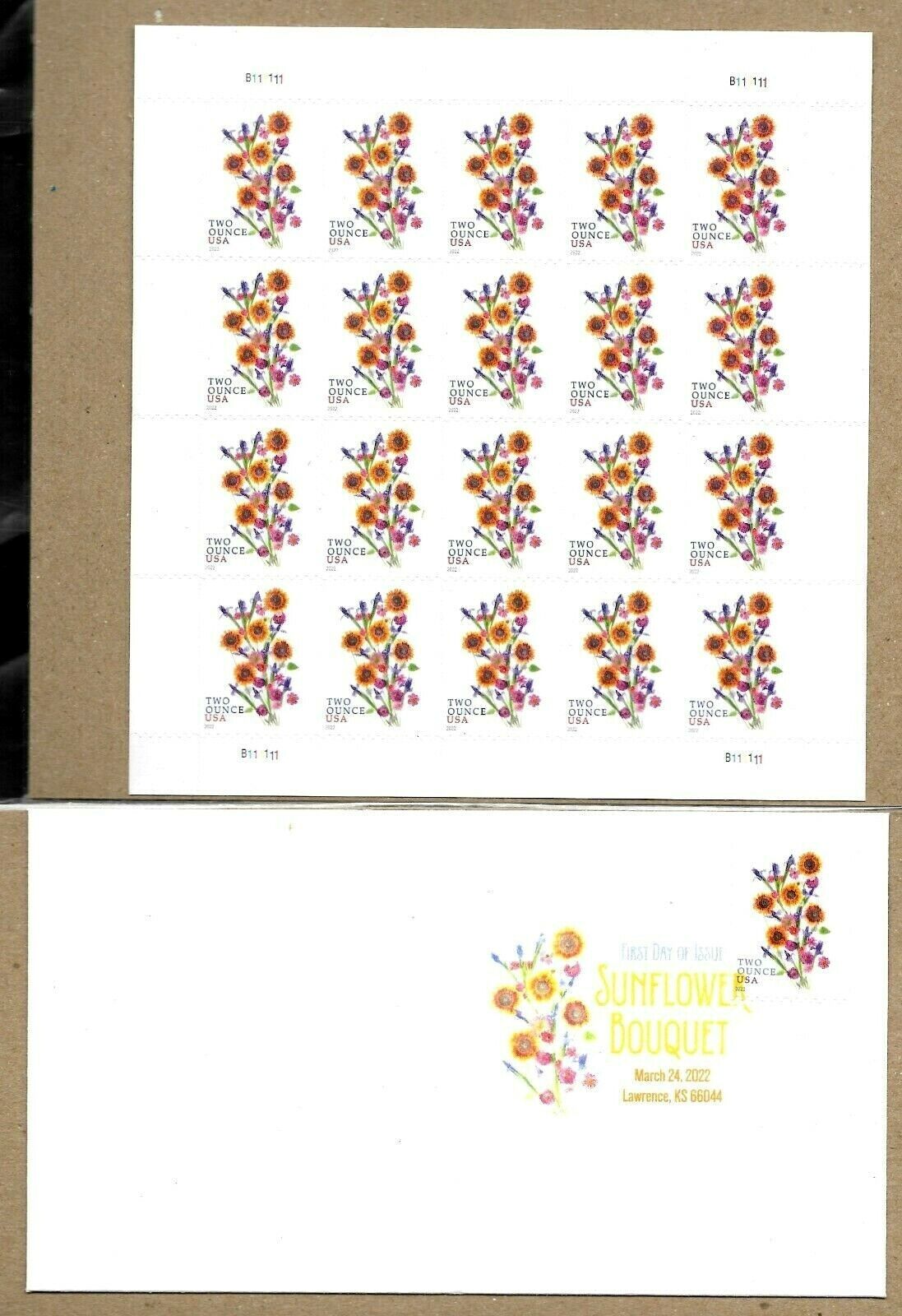 Sunflower Bouquet 2022 USPS Stamps ��� All Brand New Forever Stamps i