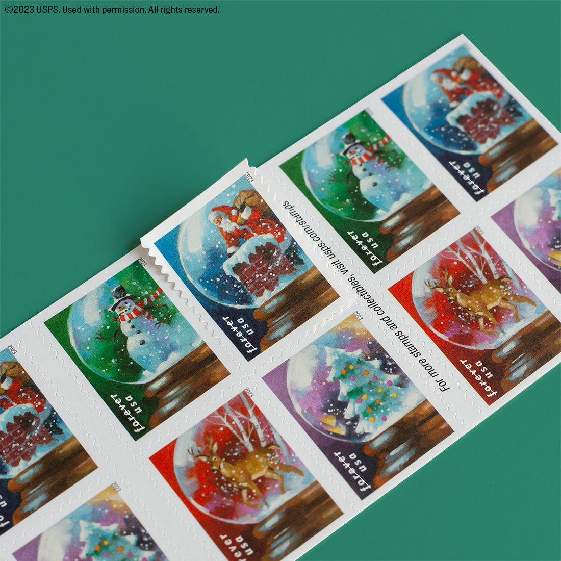 Snow Globes 2023 USPS Stamps ��� All Brand New Forever Stamps i