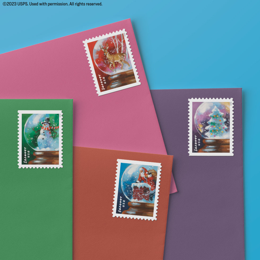Snow Globes 2023 USPS Stamps ��� All Brand New Forever Stamps i
