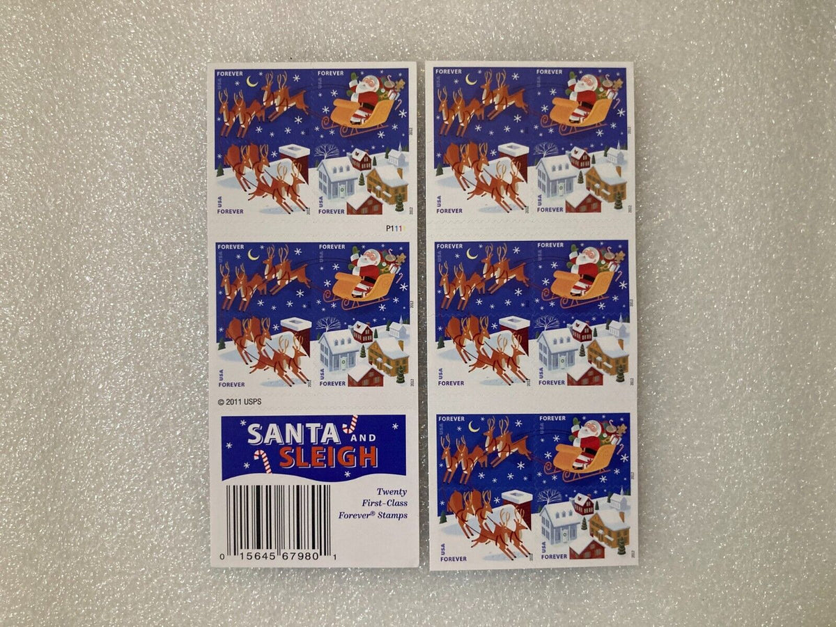 Santa and Sleigh 2012 USPS Stamps ��� All Brand New Forever Stamps i