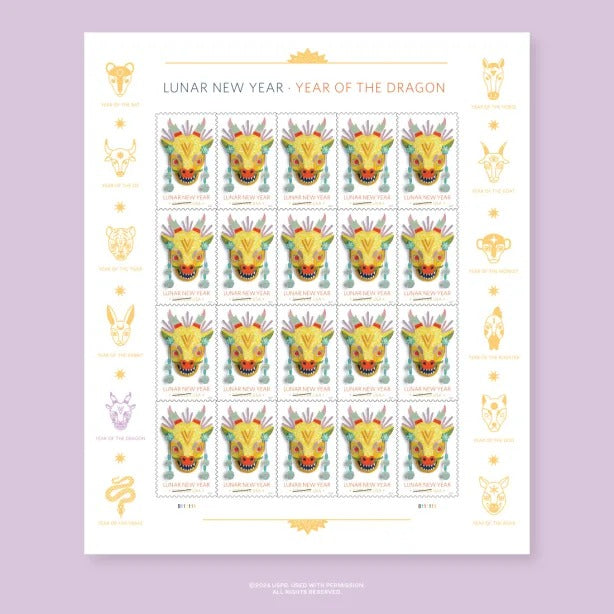 Lunar New Year: Year of the Dragon 2024  USPS Stamps ��� All Brand New Forever Stamps i