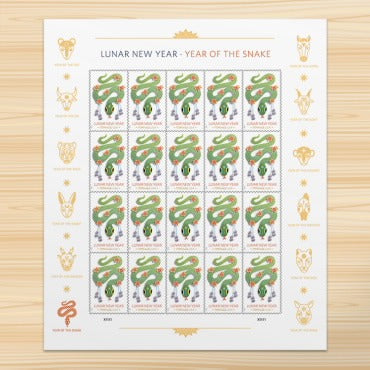 Lunar New Year ��� Year of the Snake 2025 USPS Stamps ��� All Brand New Forever St