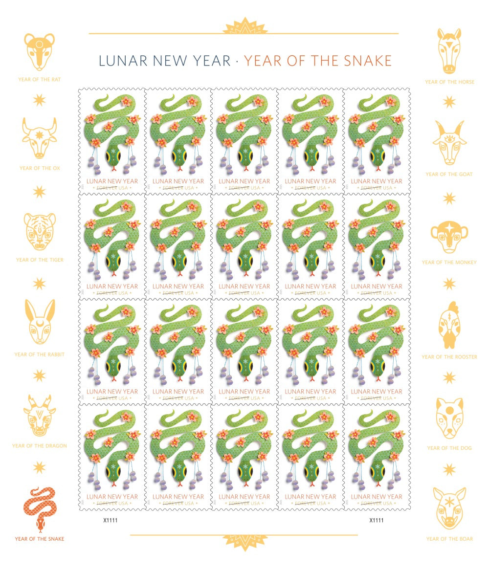 Lunar New Year ��� Year of the Snake 2025 USPS Stamps ��� All Brand New Forever St