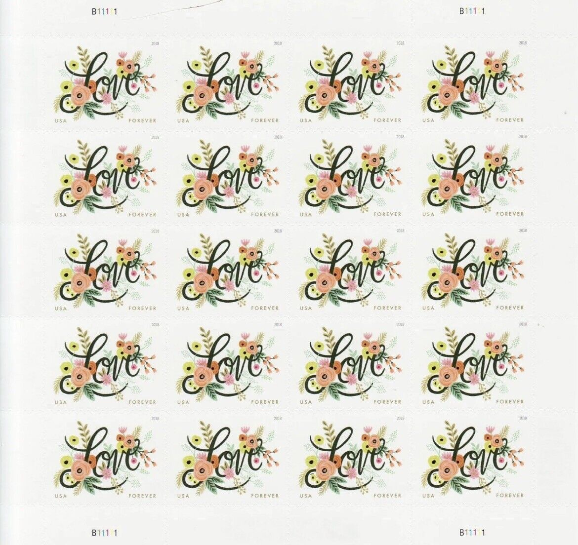 Love Flourishes 2018 USPS Stamps ��� All Brand New Forever Stamps i